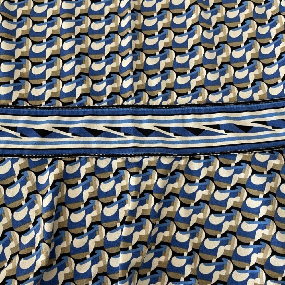 Max Studio Skirt Blue Geometric Striped Ruff - Picture 3 of 5